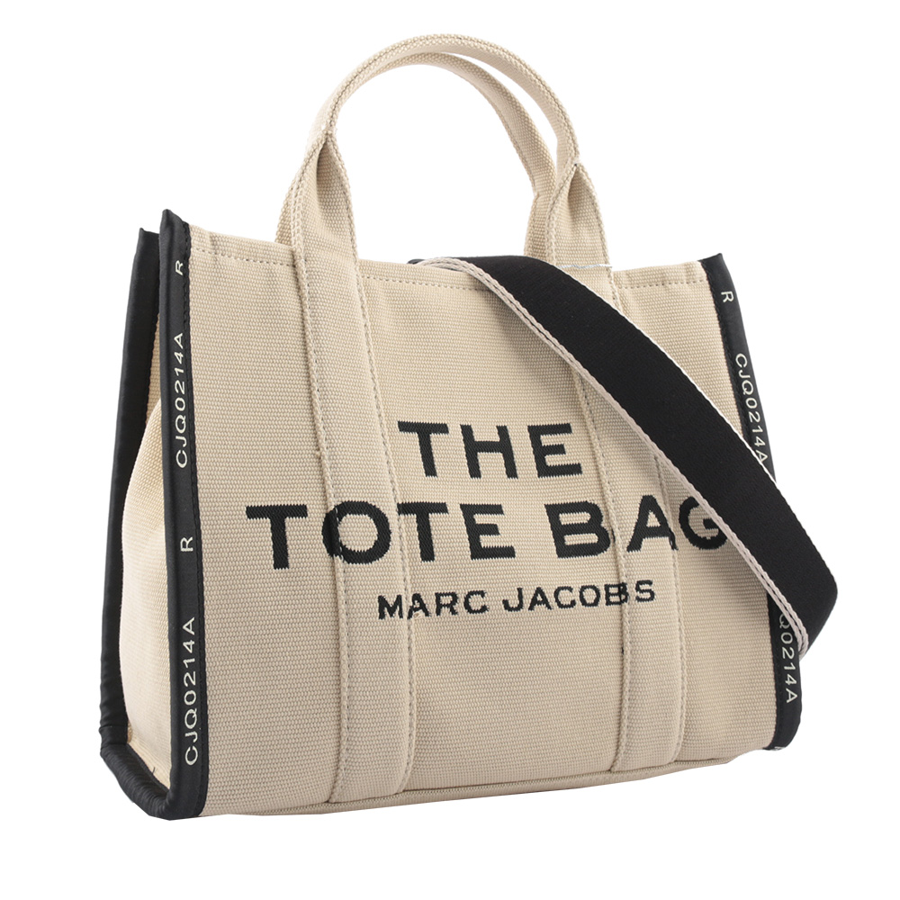 Marc Jacobs THE JACQUARD TOTE 雙色中款托特包/淺米色/黑色, , large
