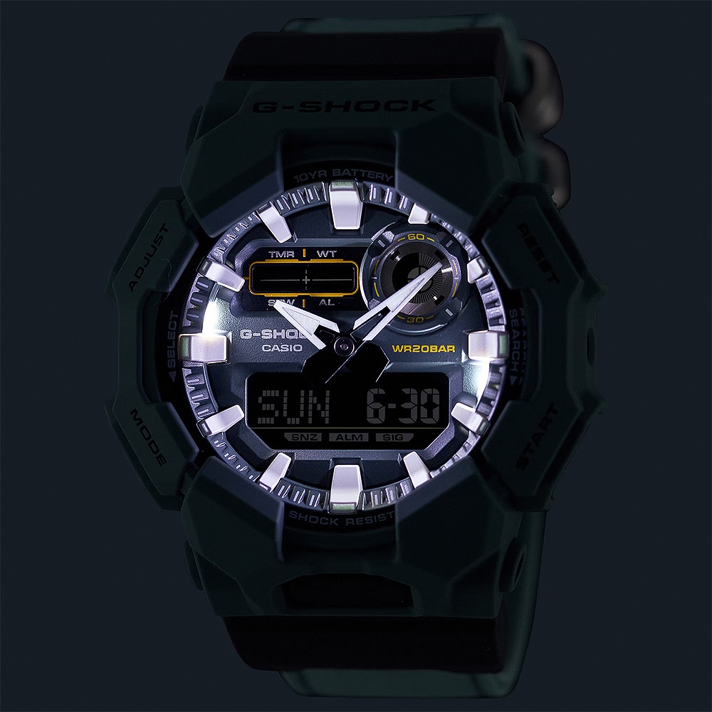 CASIO 卡西歐 G-SHOCK 天然染料 10年電力雙顯手錶 學生錶 GA-010CE-2A, , large