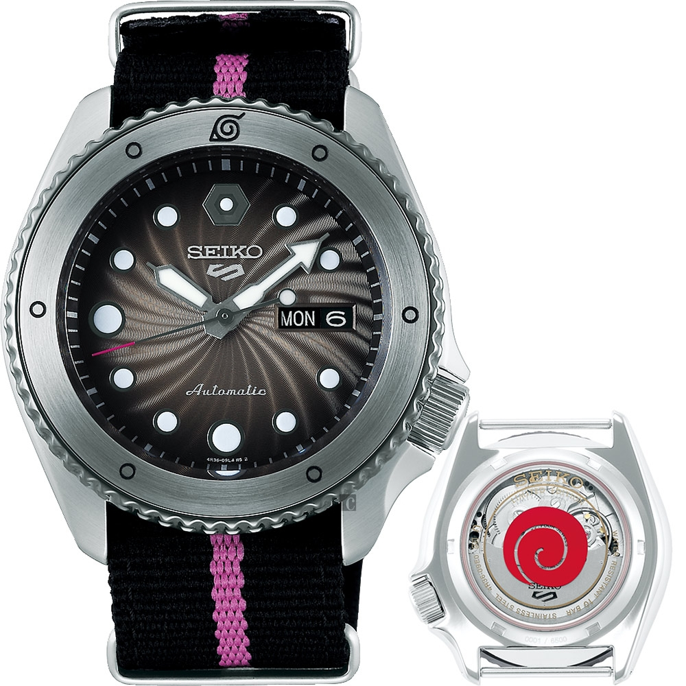 SEIKO 精工 5 Sports x火影忍者 博人 慕留人聯名機械錶SRPF65K1/4R36-09E0H, , large