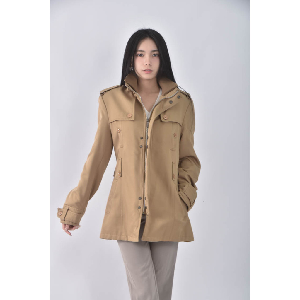 (L) c c排扣棕色外套二手衣, , large