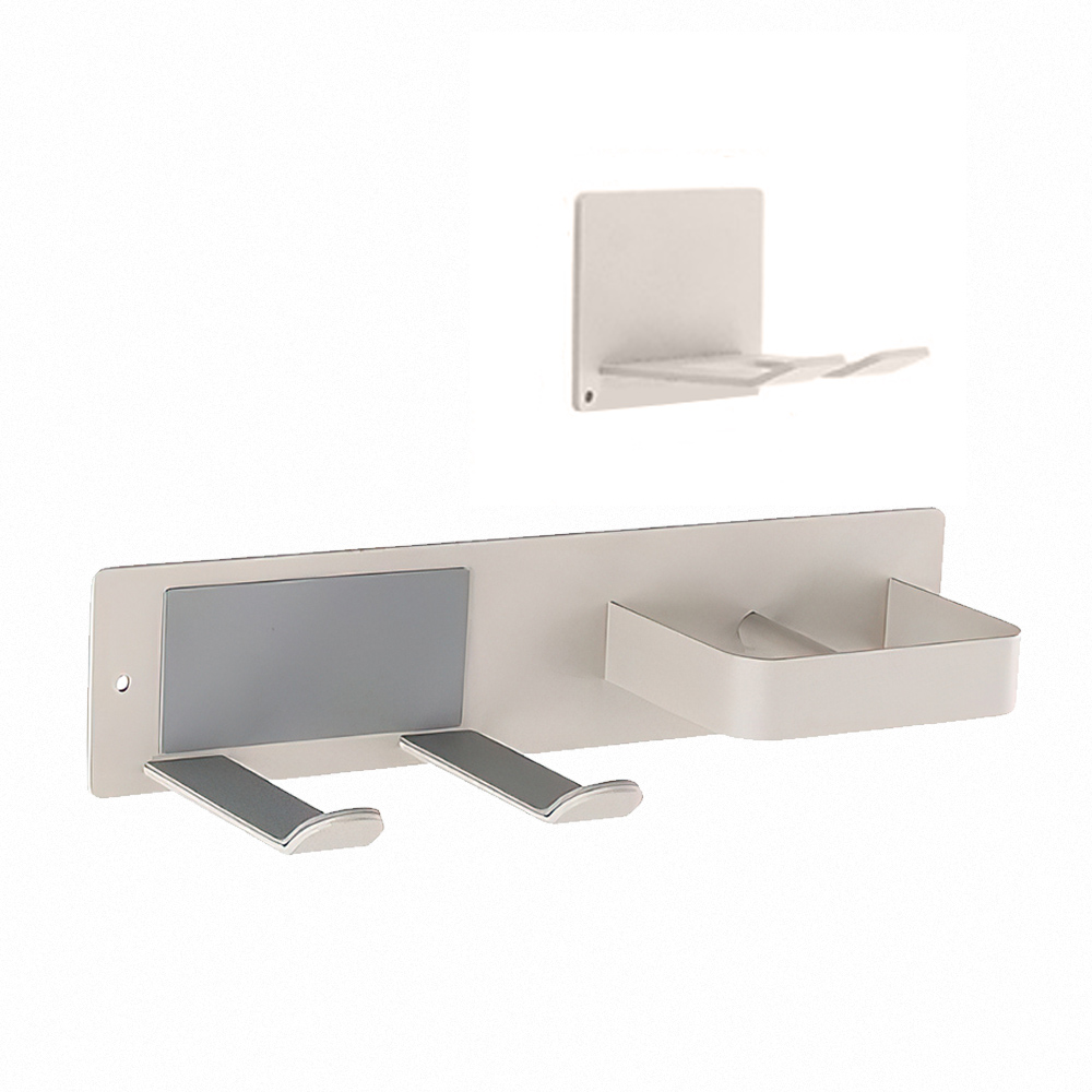 【上手家居】雙槽吹風機架 奶灰色(吹風機支架/離子夾架/吹風機收納/吹風機掛架), , large