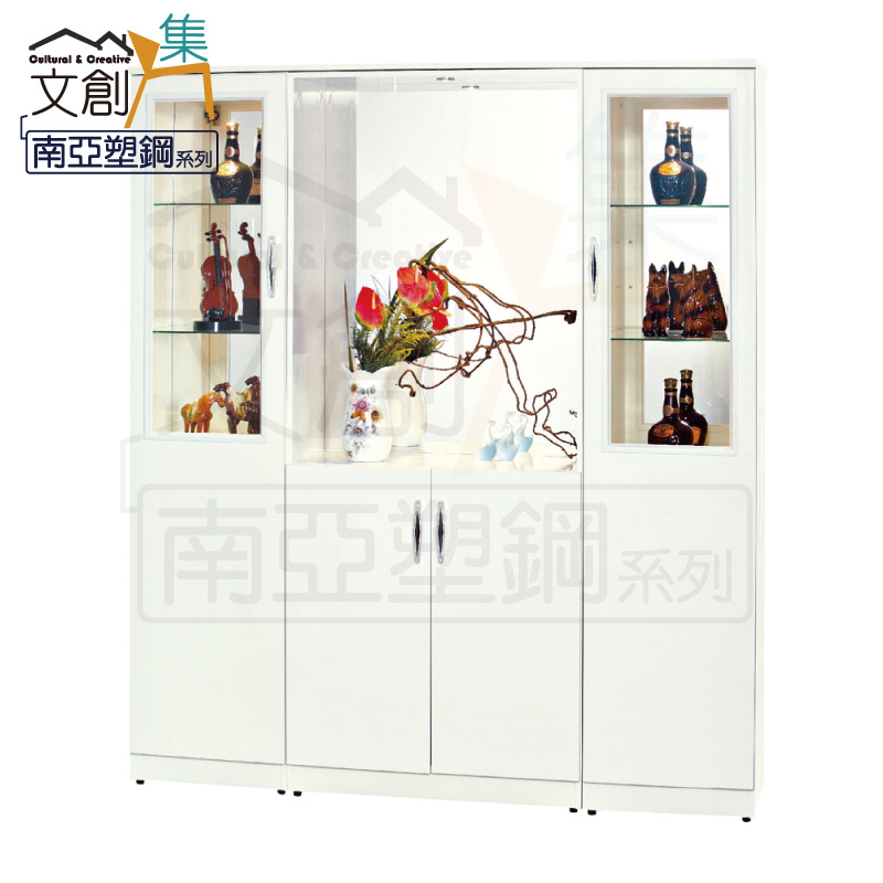 【文創集】樂蒂 環保5.7尺南亞塑鋼玻璃多功能雙面櫃/玄關櫃(客約商品)