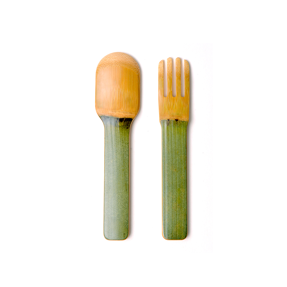 Green Bamboo Fork&Spoon, , large