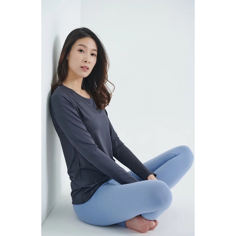 YOGA FLOW Ula Tshirt - 長袖圓領罩衫 - 石頭灰 Stone Gray, , large