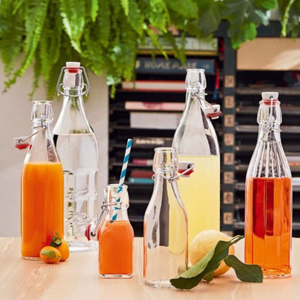 現貨 醃漬瓶 醬料瓶 附蓋玻璃瓶 密封瓶 果汁瓶 水瓶 玻璃瓶 4個尺寸 義大利Bormioli Rocco Swing, , large