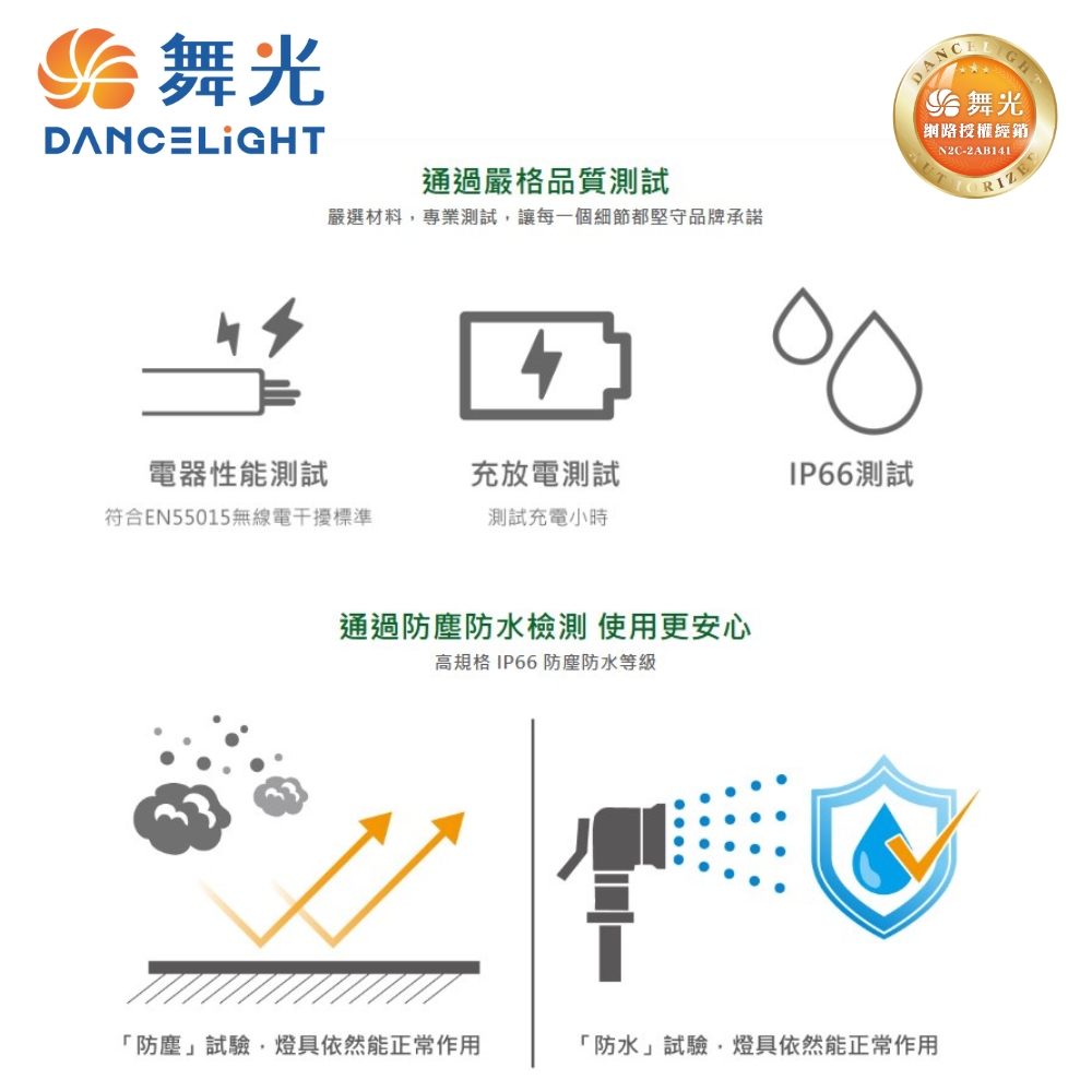 【 DanceLight 舞光 】10W 手持工作燈 白光 三段調光 露營 水電檢修 IP66 防塵 防水, , large