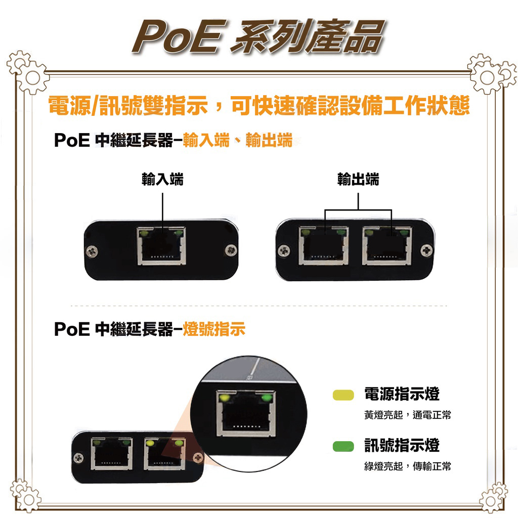 昌運監視器 POE-201G 一進二出 10/100/1000 PoE 中繼延長器(千兆款), , large