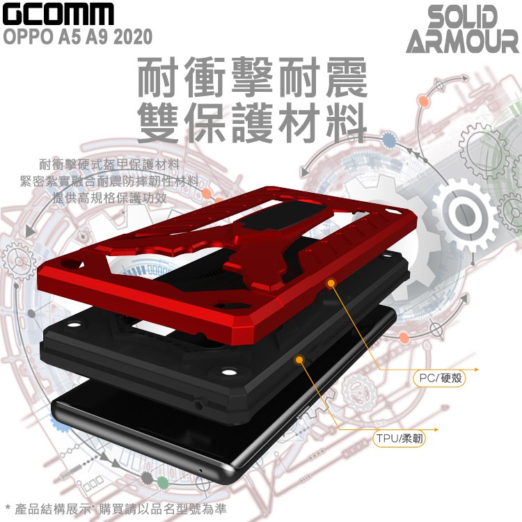 GCOMM OPPO A5 A9 2020 防摔盔甲保護殼 Solid Armour, , large