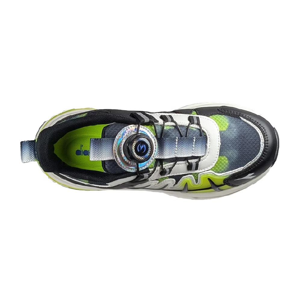 DIADORA迪亞多那 大童專業慢跑鞋 童運動鞋 童鞋 寬楦 輕量 透氣 保護後跟 吸震 穩定 抗菌 除臭 黑綠 藍紫, , large