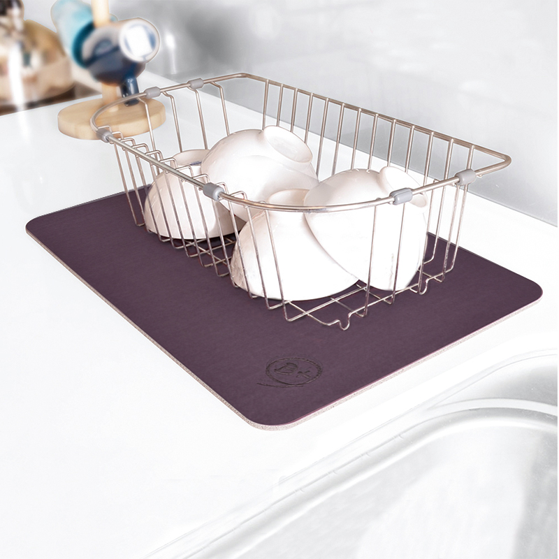 【Monster】 Soft Diatomaceous Earth Absorbent Sink Draining Mat (45x30cm) – Blue Violet, , large