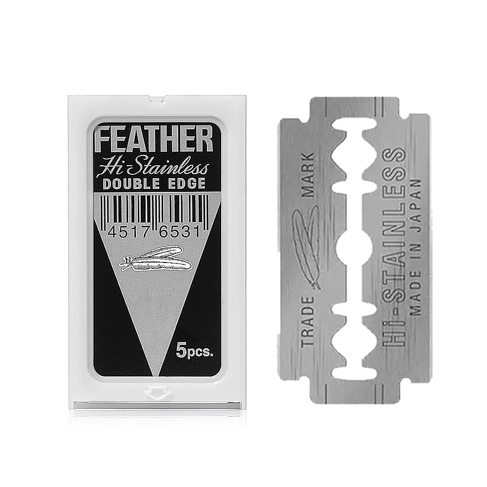 [日日好物]日本Feather羽毛牌-男士美容雙面鉑合金順滑親膚安全刮鬍刀替換刀片-5片/盒(修容刀片,鬢角美型剃刀片,國際通用刀片規格,本品不含刮鬍刀), , large