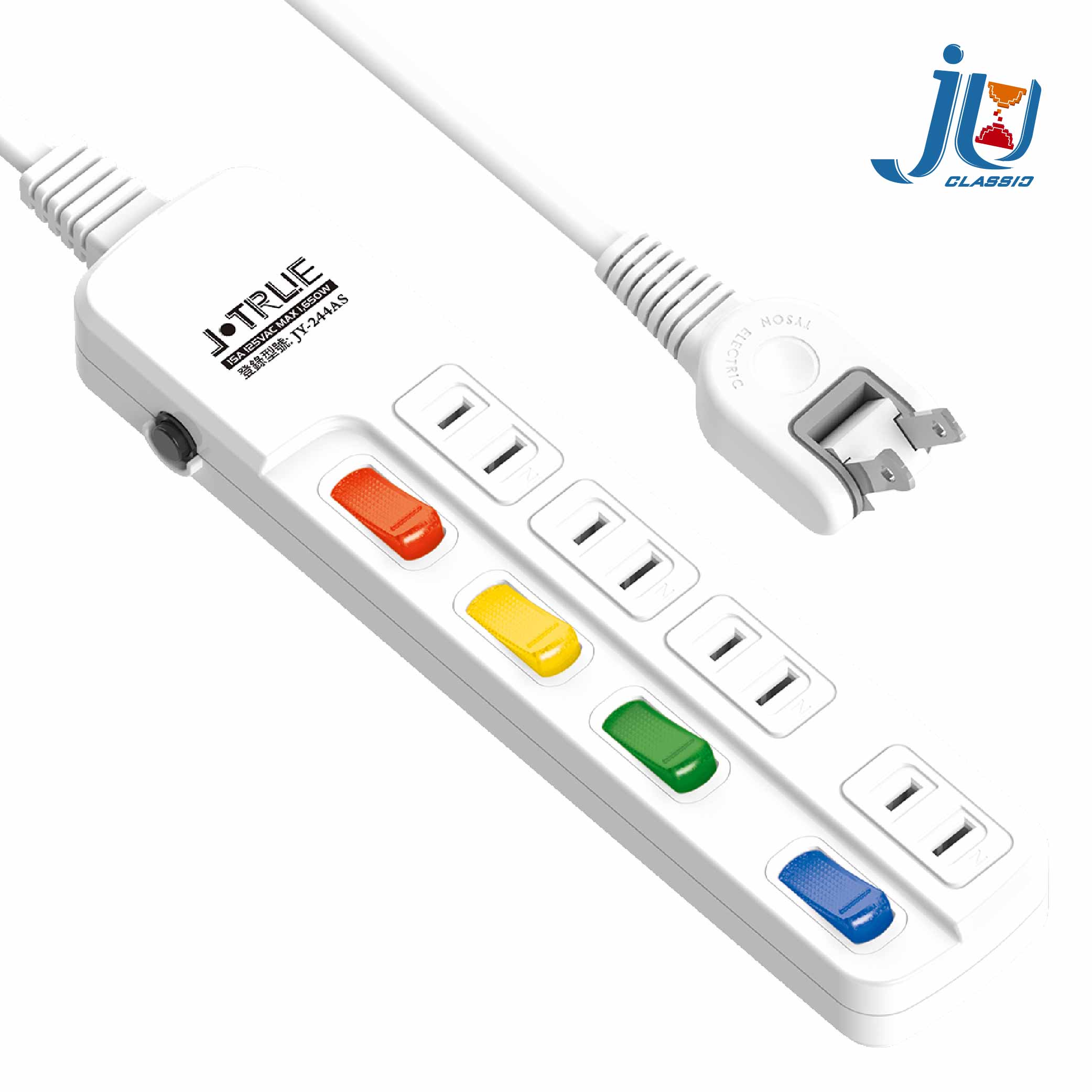 鉅玉經典｜Four-opening, four-pin extension cable  4.5m  JY-244AS-15