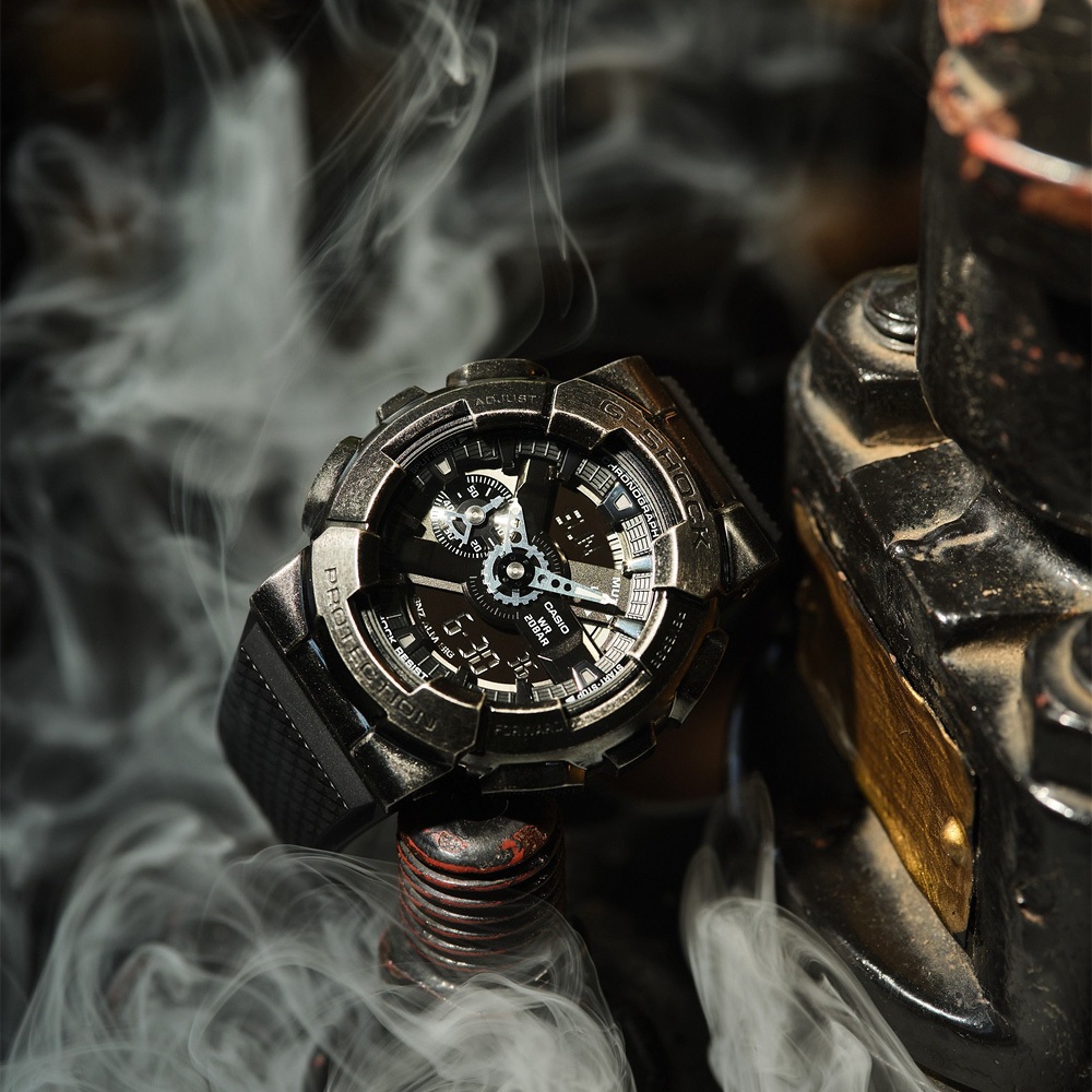 CASIO 卡西歐 G-SHOCK 工業風仿舊金屬雙顯手錶 GM-110VB-1A, , large