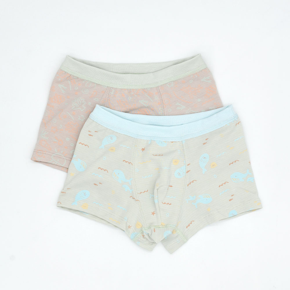 minihope美好的親子生活-沉靜海洋男童四角褲(2件組E), , large