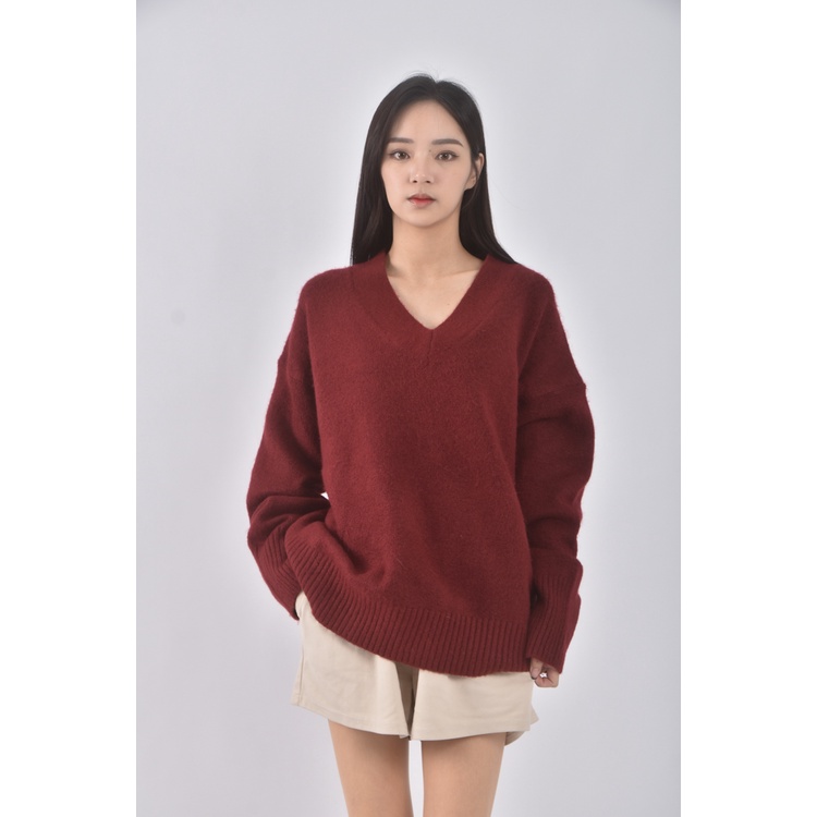 (F) 【智恩私服】質感V領紅色長袖上衣二手衣