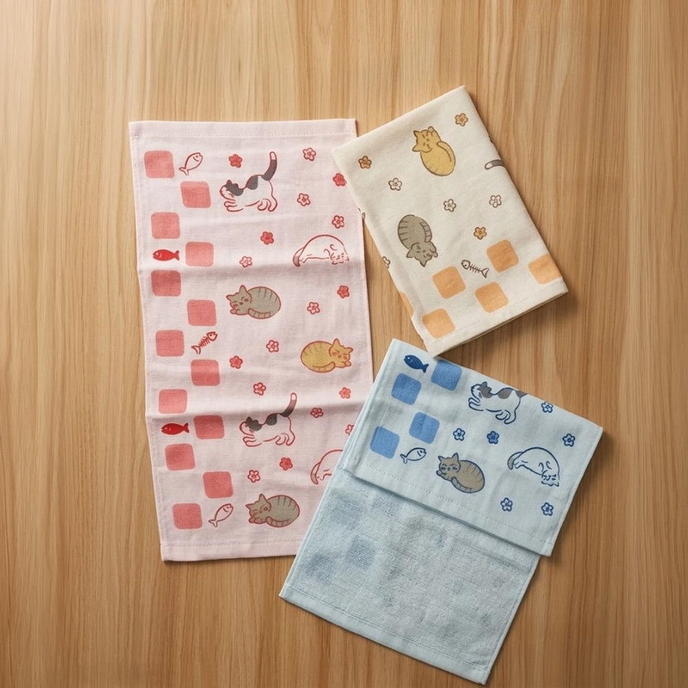 [Kaimei Cotton Industry] 8 in the group, random and excellent, MIT made in Taiwan, cute half-cotton, half-gauze children's towel, pure cotton, soft, comfortable and water-absorbent, , large