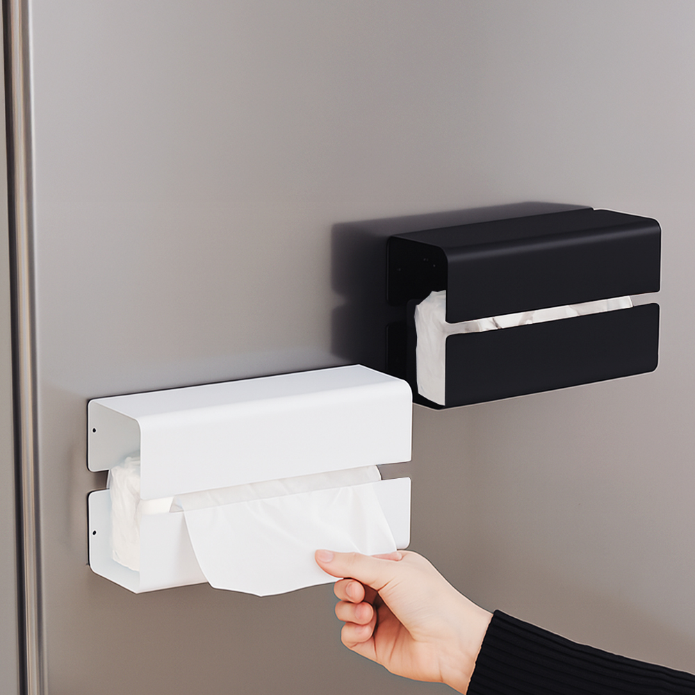 【上手家居】金屬磁吸面紙盒 白色(面紙盒/衛生紙盒/衛生紙架/面紙盒壁掛), , large