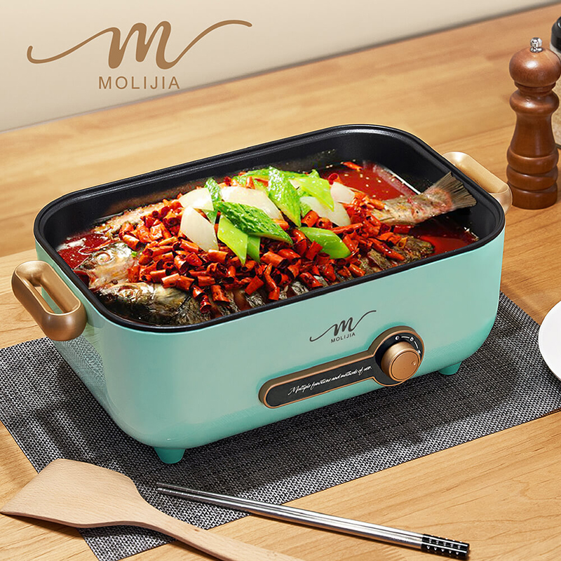 【MOLIJIA】5.3L-M24 Multifunctional Non-stick Electric Cooker with Stainless Steel Steaming Plate - Macaron Green, , large