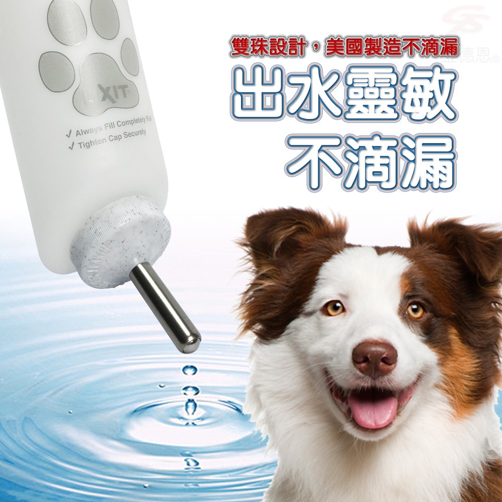 金德恩 GS MALL 美國製造 中小型犬鋼管飲水瓶 480cc LIXIT 飲水瓶 寵物飲水瓶 餵食器 45度  鋼管飲水瓶, , large