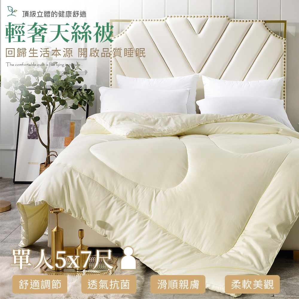 【Betrise】 Single - Premium 100% Combed Cotton Tencel Anti-sneezy Antibacterial Winter Quilt (5 x 7 feet - Made in Taiwan), , large