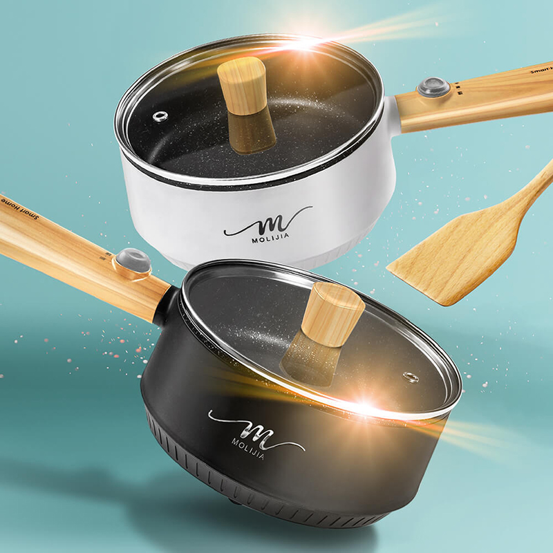 【MOLIJIA】1.6L-M18 Multifunctional Non-stick Electric Cooker - Black Wood Grain, , large