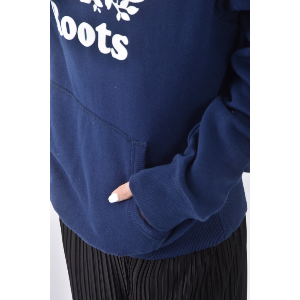 (S) roots棉質logo圖案藍色長袖上衣二手衣, , large