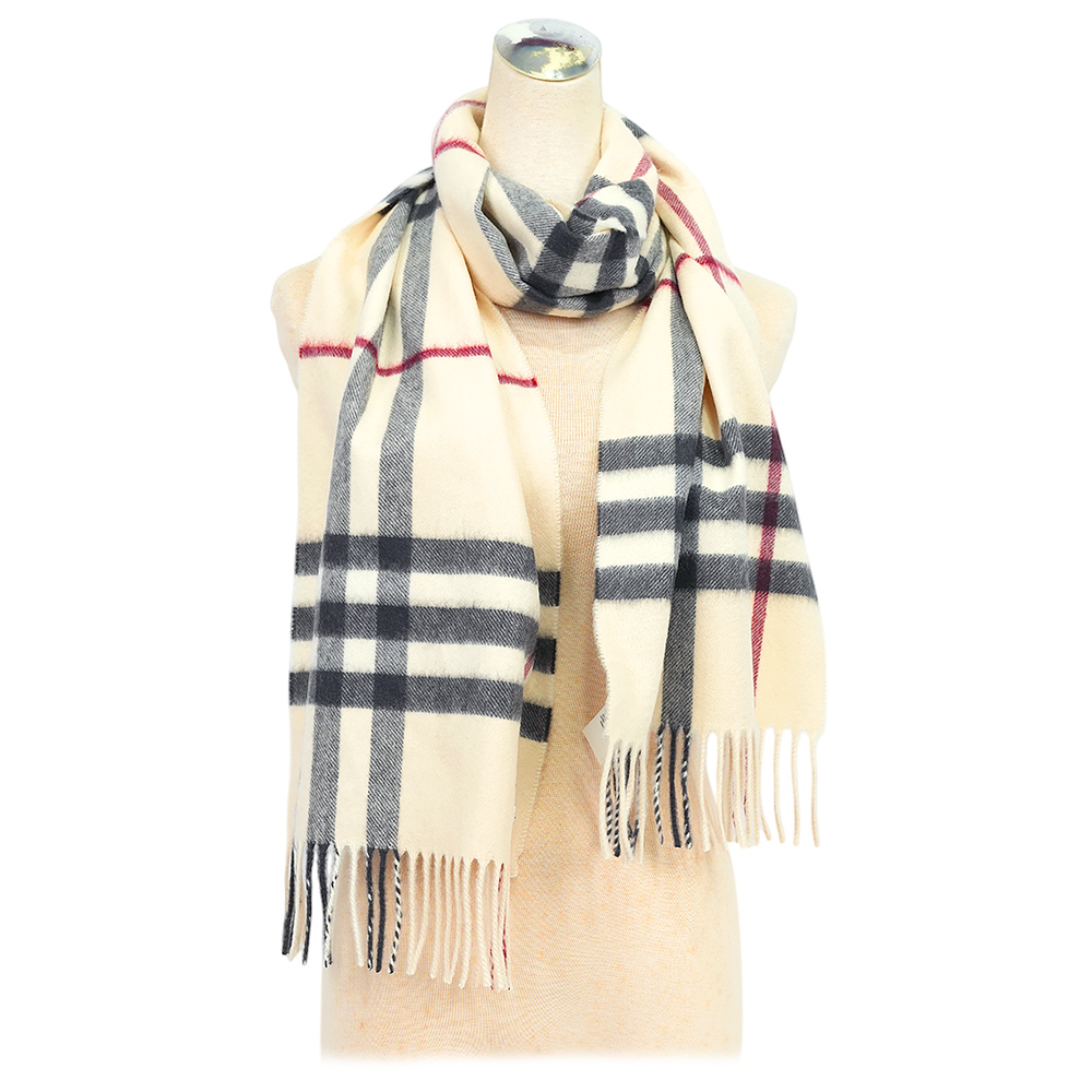 BURBERRY 基本款經典格紋喀什米爾圍巾/石色, , large