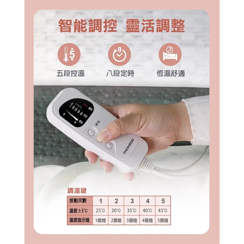 THOMSON 微電腦溫控單人電熱毯 TM-SAW28BS, , large