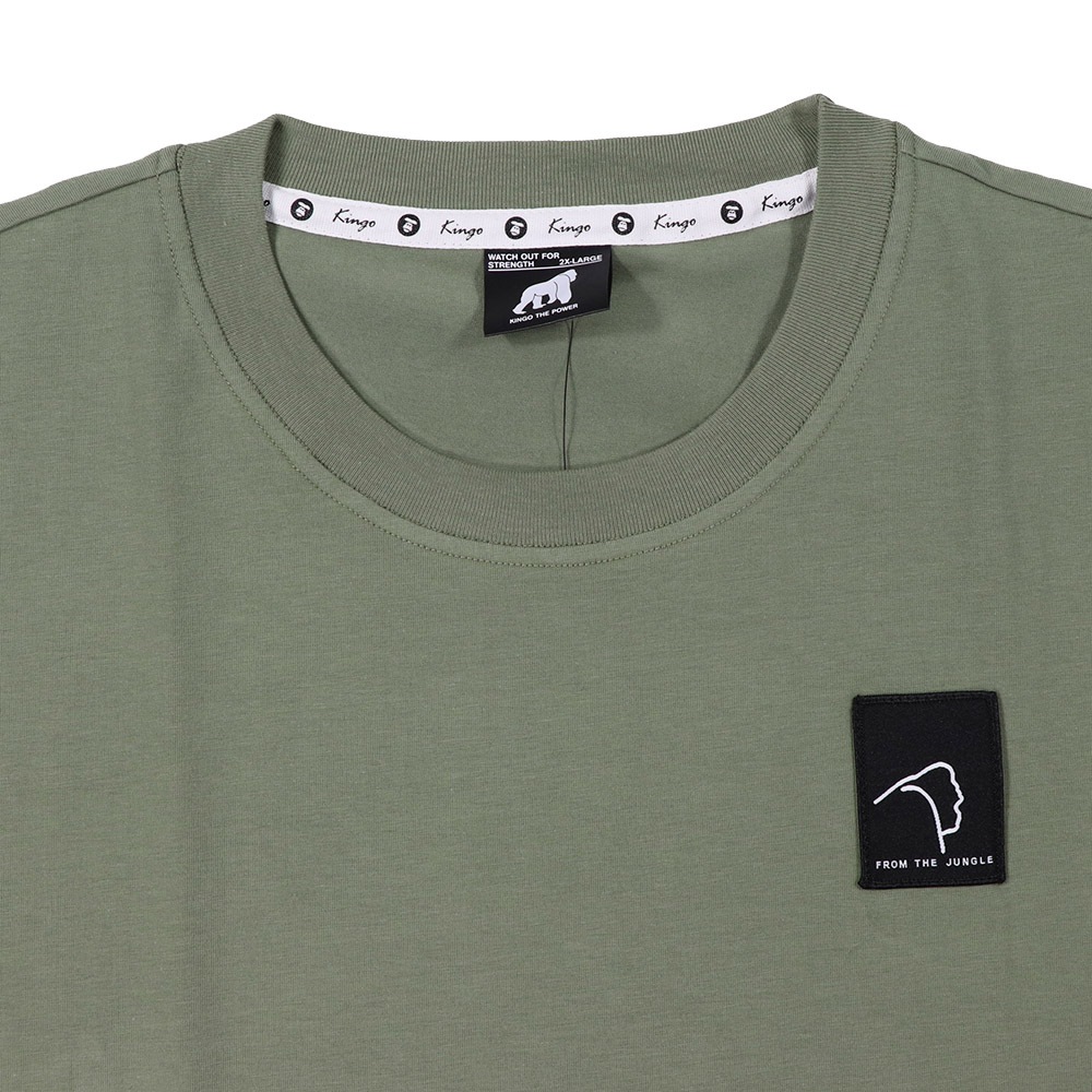KINGO-超大尺碼-男款 LOGO圓領T恤-軍綠-415124, , large
