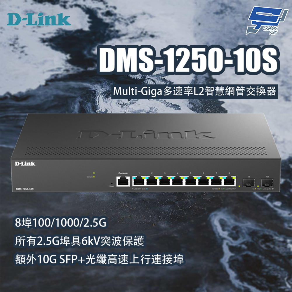 昌運監視器 D-LINK 友訊 DMS-1250-10S Multi-Giga多速率L2智慧網管交換器, , large