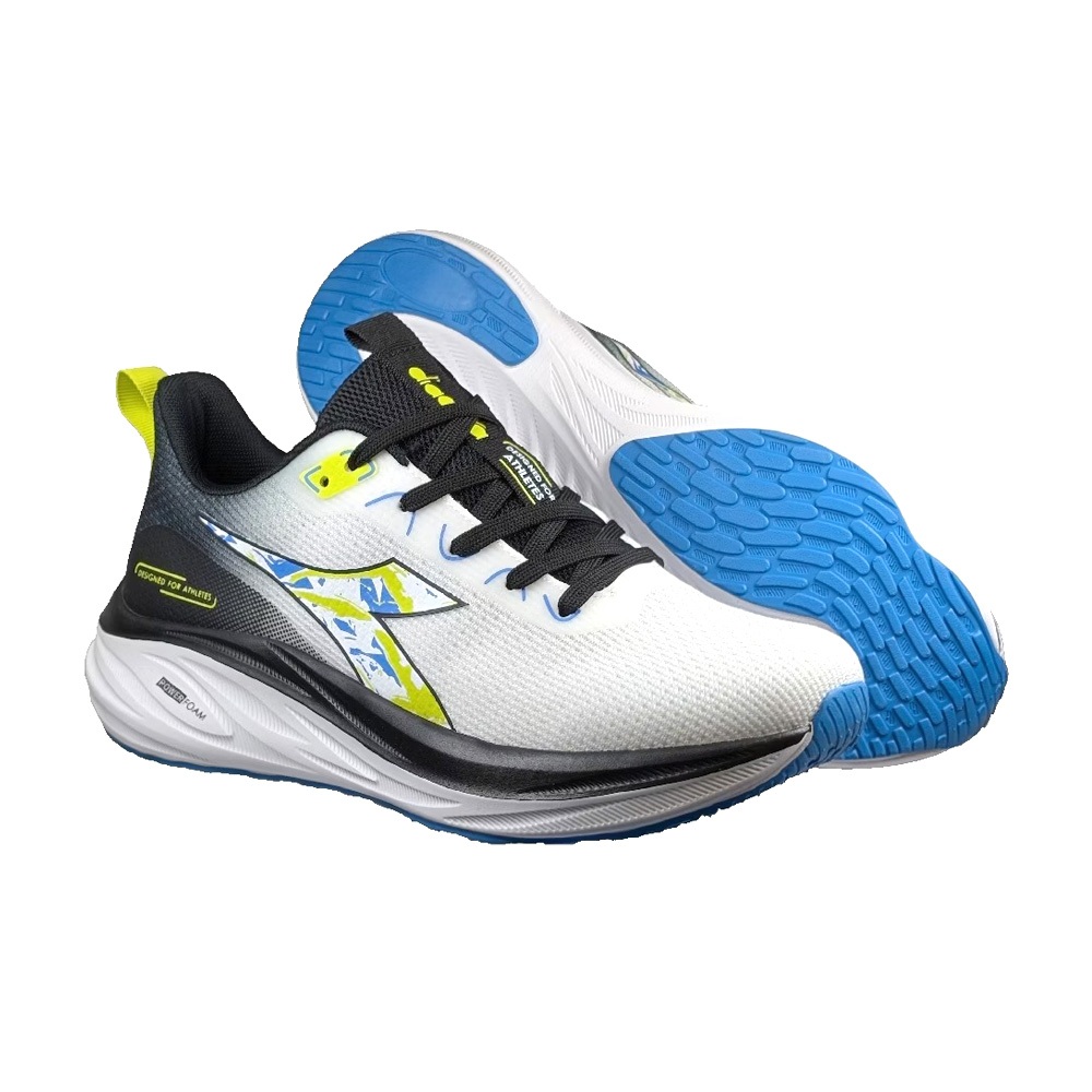 DIADORA迪亞多那 專業避震慢跑鞋 男運動鞋 男鞋 時尚 寬楦 輕盈 透氣 厚底 吸震 回彈 止滑 穩定 黑灰 白黑, , large