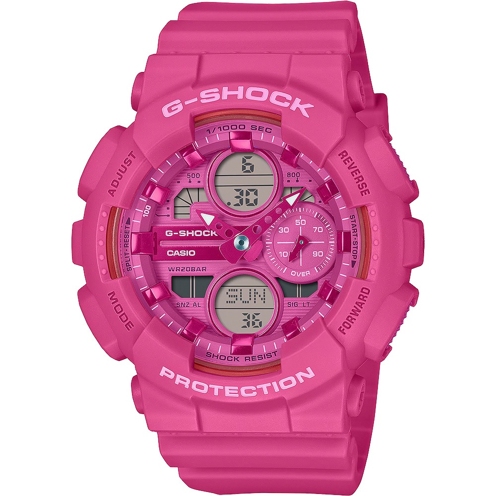 CASIO 卡西歐 G-SHOCK 單色時尚 雙顯手錶-粉紅 GMA-S140PP-4A, , large
