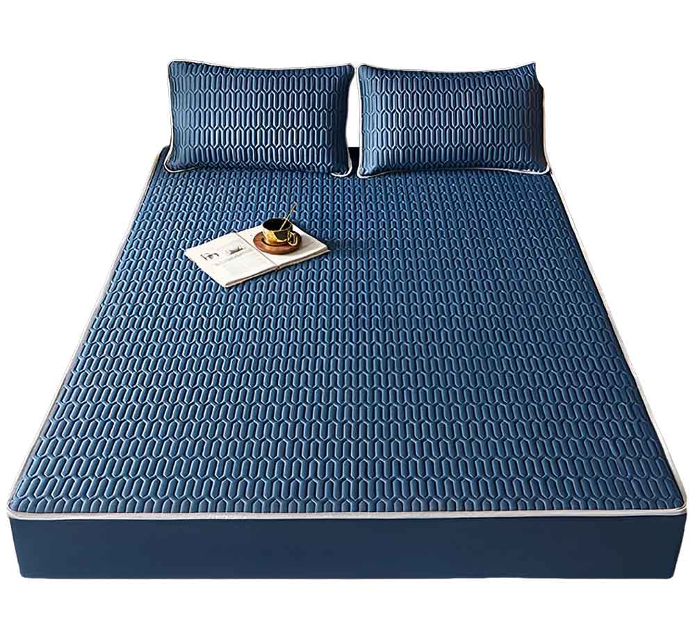 HABABY Huan'an Home Furnishings [Gift Set] Bed Sheet Latex Cooling Mat, Standard Double Size, Mysterious Blue