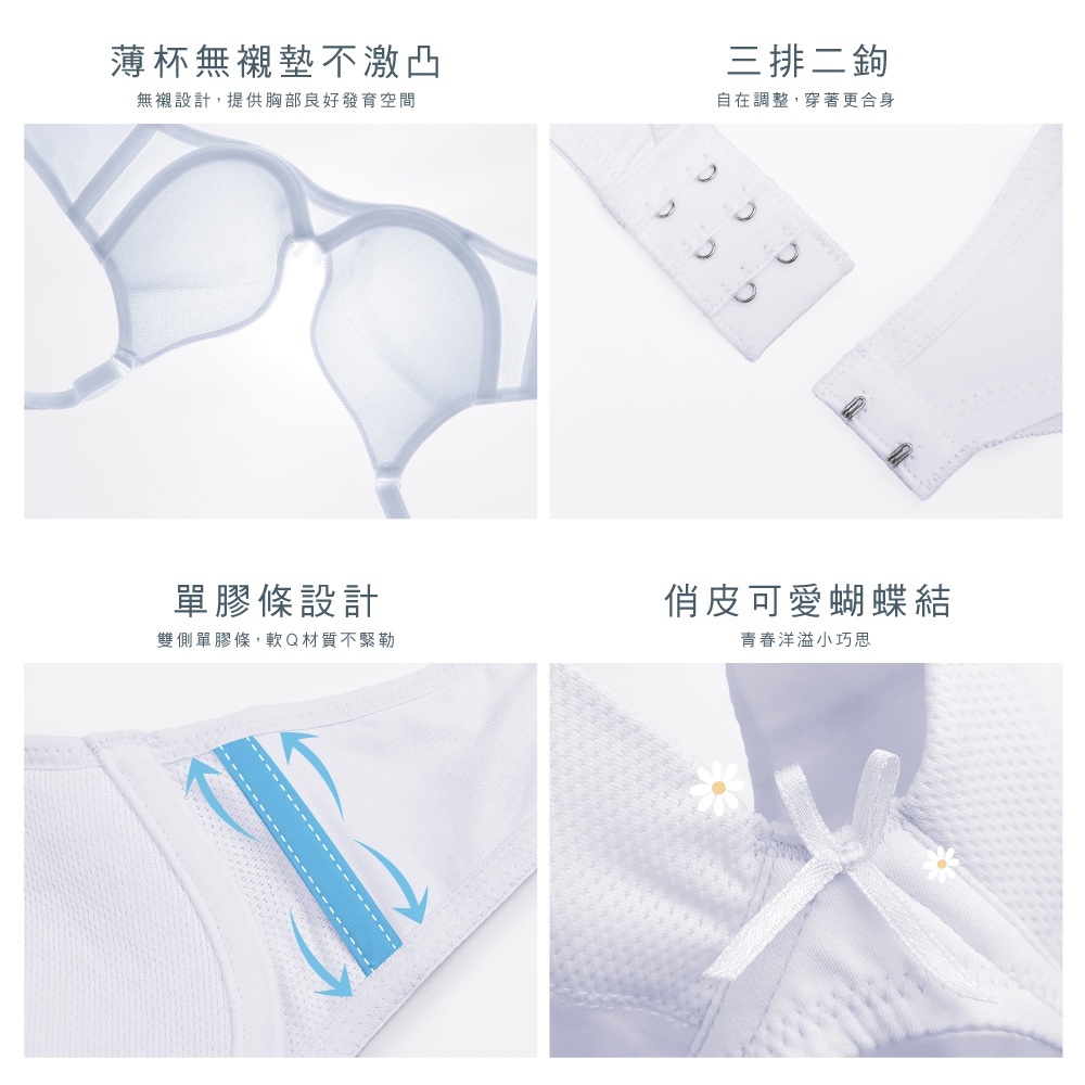可蘭霓Clany 無痕透氣排汗軟鋼圈BCD罩杯學生舒適內衣 少女成長型涼感台灣製   6990-61 灰, , large
