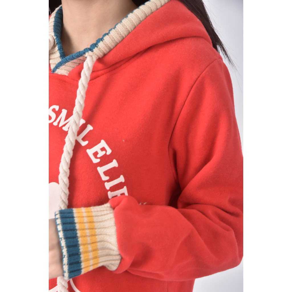 (M) 18度c with kong棉質連帽長版紅色長袖上衣二手衣, , large