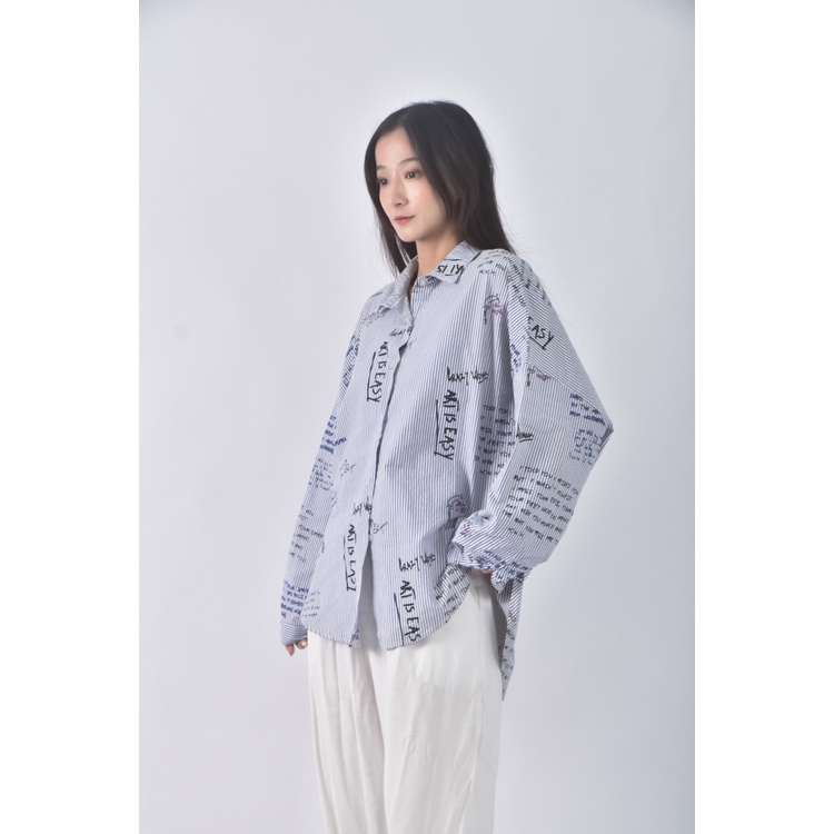 (F) thanku條紋藍色襯衫上衣二手衣, , large