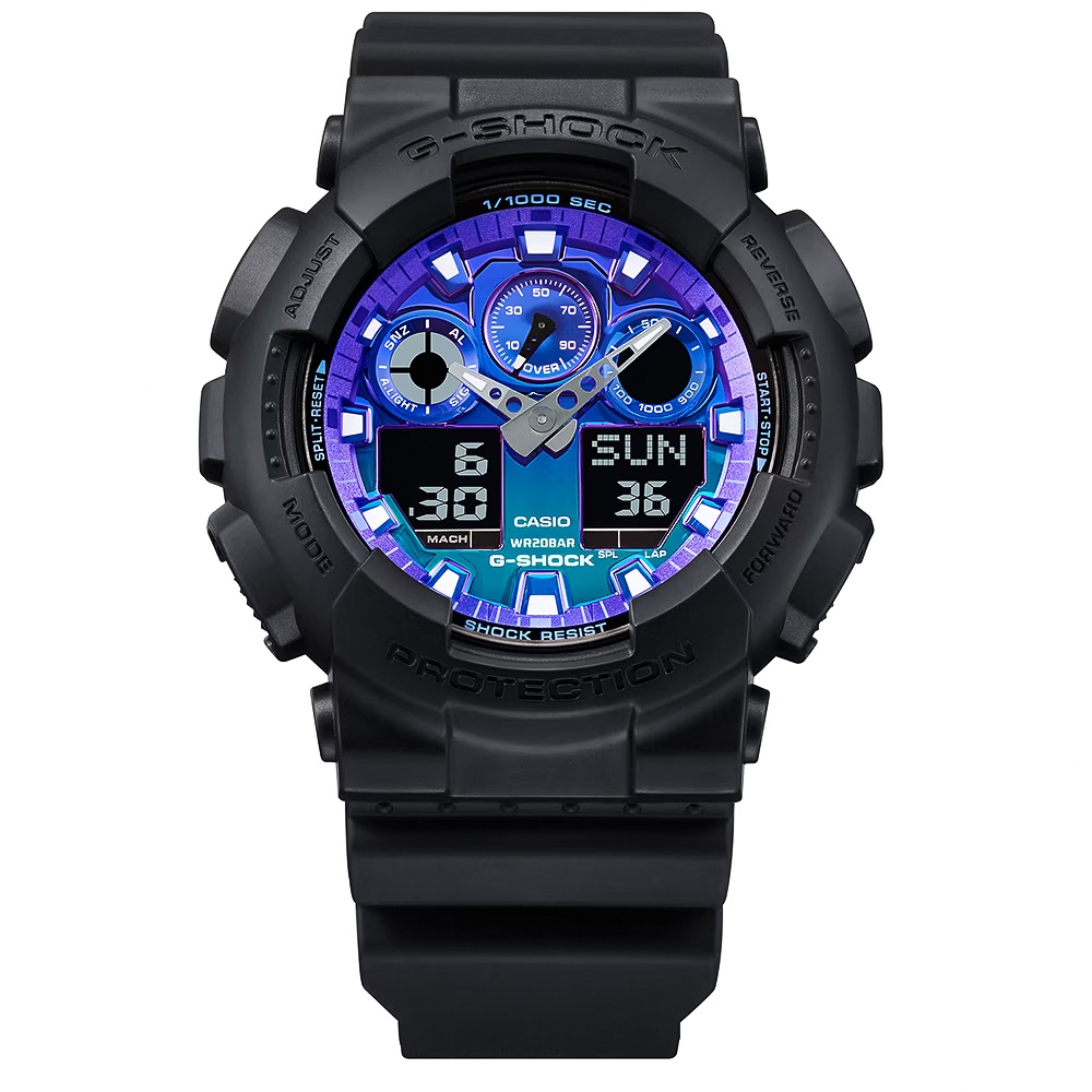 CASIO 卡西歐 G-SHOCK 熾熱火焰系列 雙顯手錶 GA-100FL-1A, , large