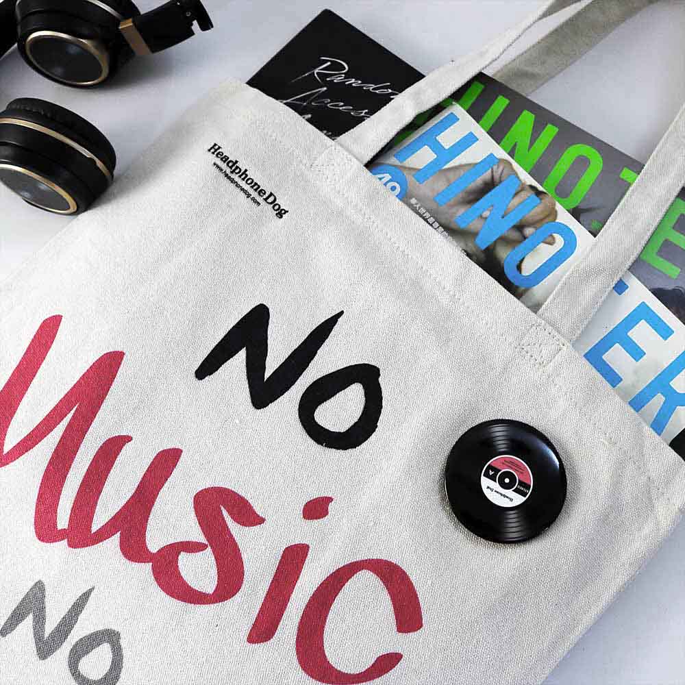 No music no life - Canvas bag + music badge (Shopping Bag), , large