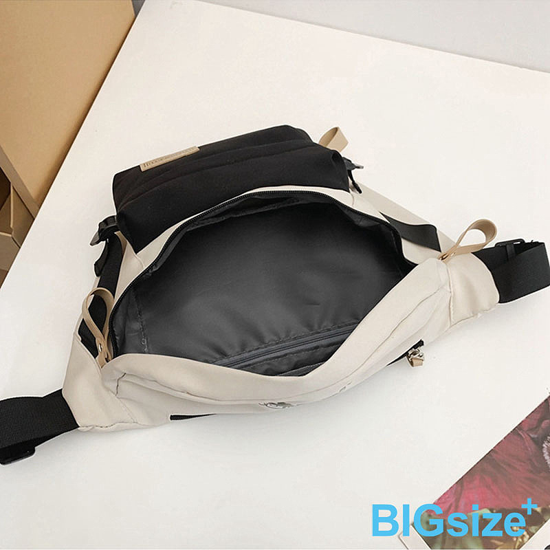 時尚撞色 胸包 斜背包-黑/藍/綠-0808136, 01黑, large