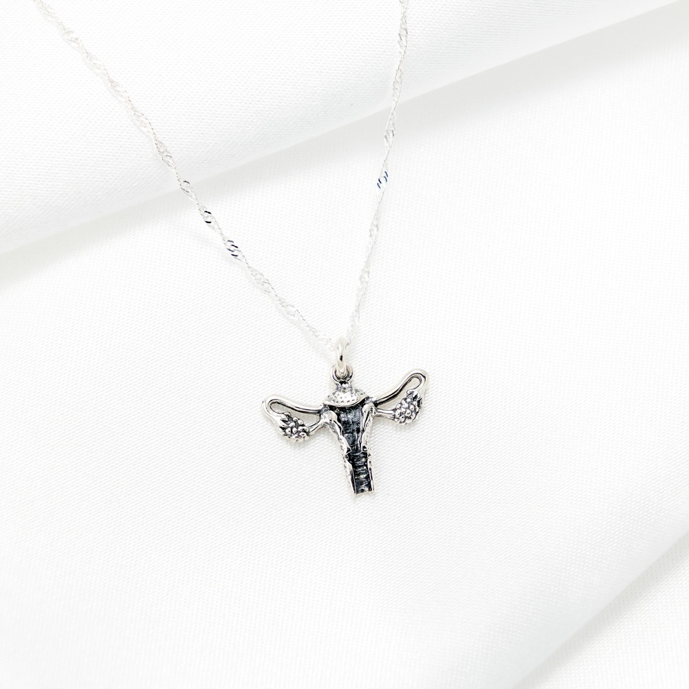 【Angel & Me】Uterus S925 Sterling Silver Organ Necklace Feminine Power Mother Day, , large