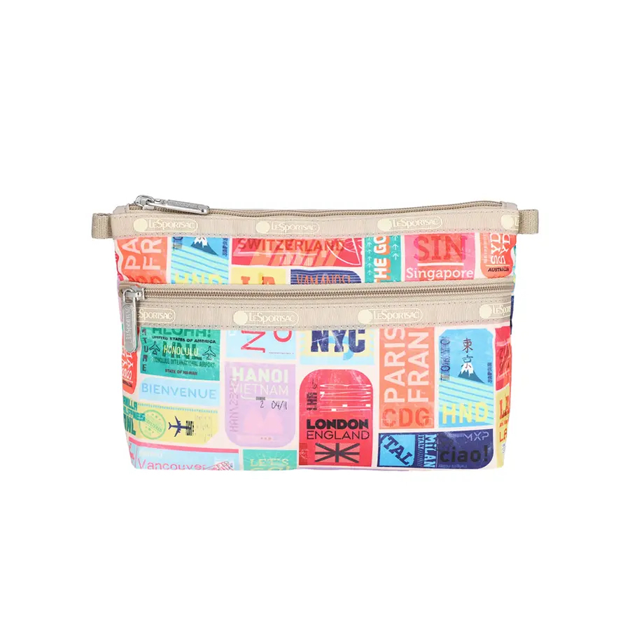 Lesportsac Cosmetic Clutch 雙層拉鍊化妝包 / 旅人的印記, , large