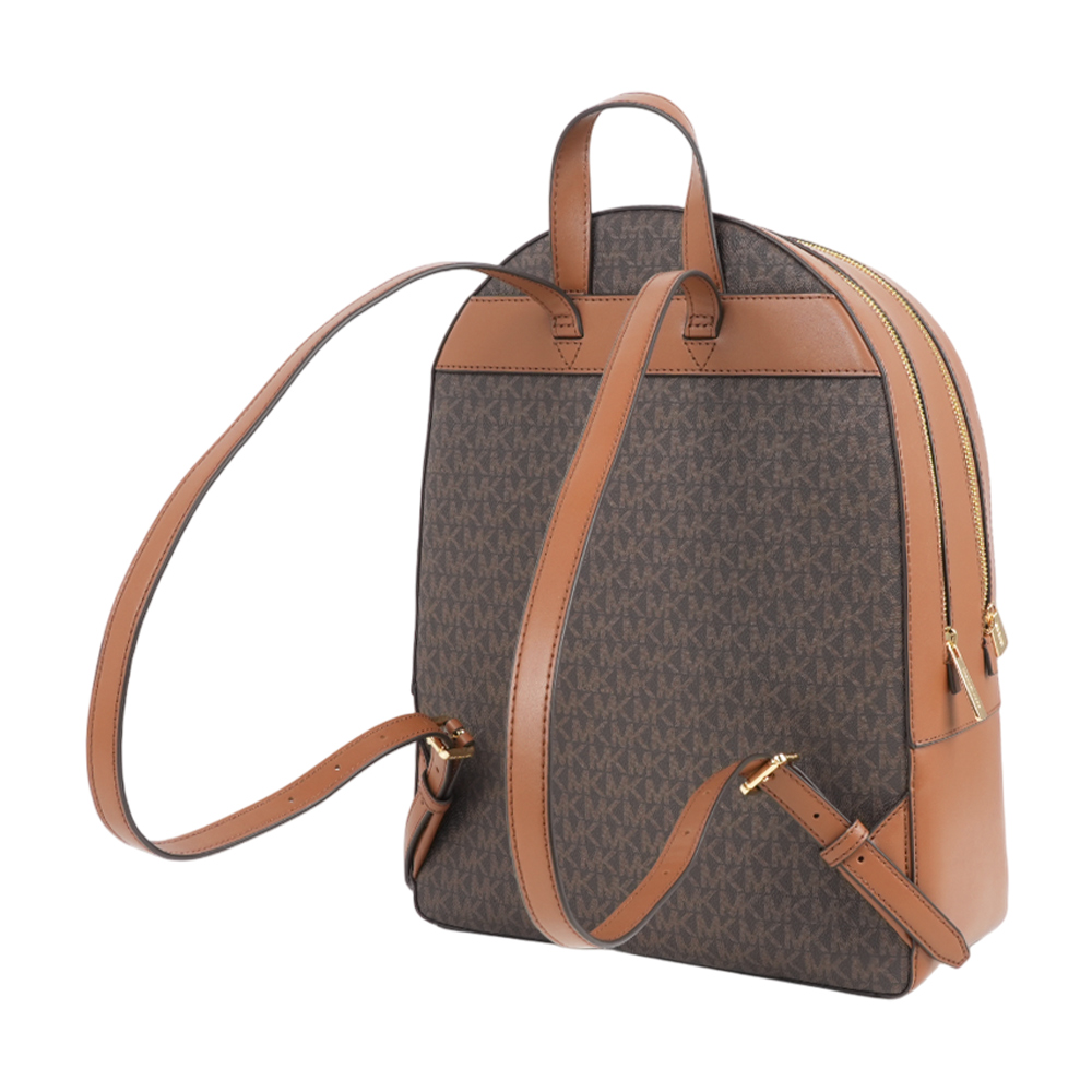 Michael Kors Jaycee 金字塗層帆布拉鍊口袋大款後背包(棕色), , large