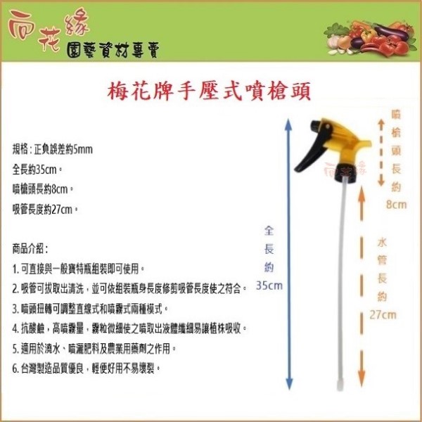 Plum Blossom Brand Heavy-Duty Hand Press Spray Nozzle (Made in Taiwan) &ndash; Fits PET Bottles, , large