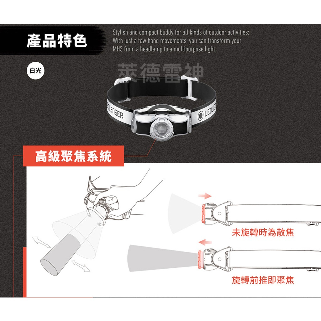 七年保固✅限時優惠【德國Ledlenser】MH3專業伸縮調焦頭燈〖多色可選〗, , large