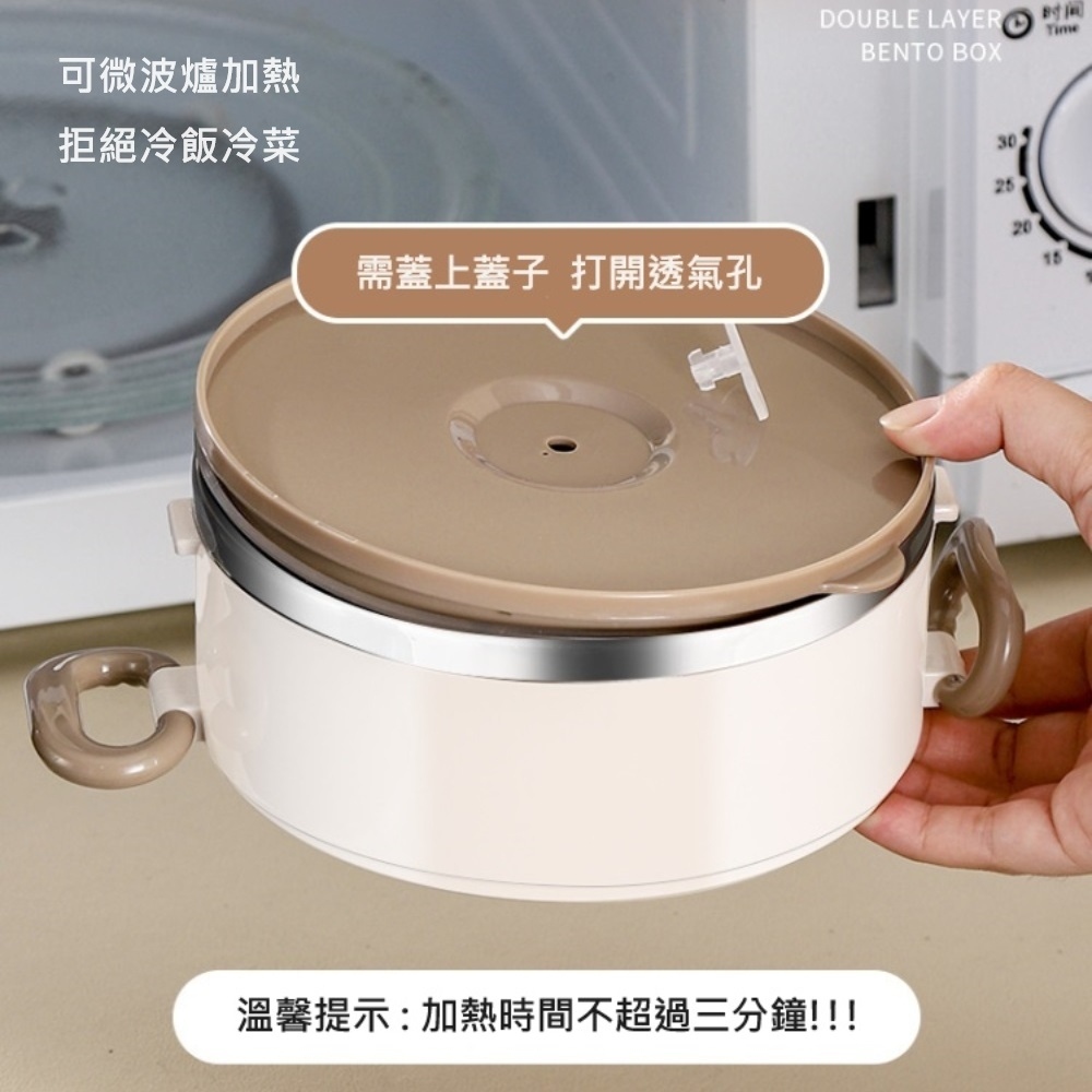 【A&R】升級版日式304不鏽鋼三層保溫飯盒附贈湯匙+保溫袋-微波款2500ML-拿鐵咖, , large