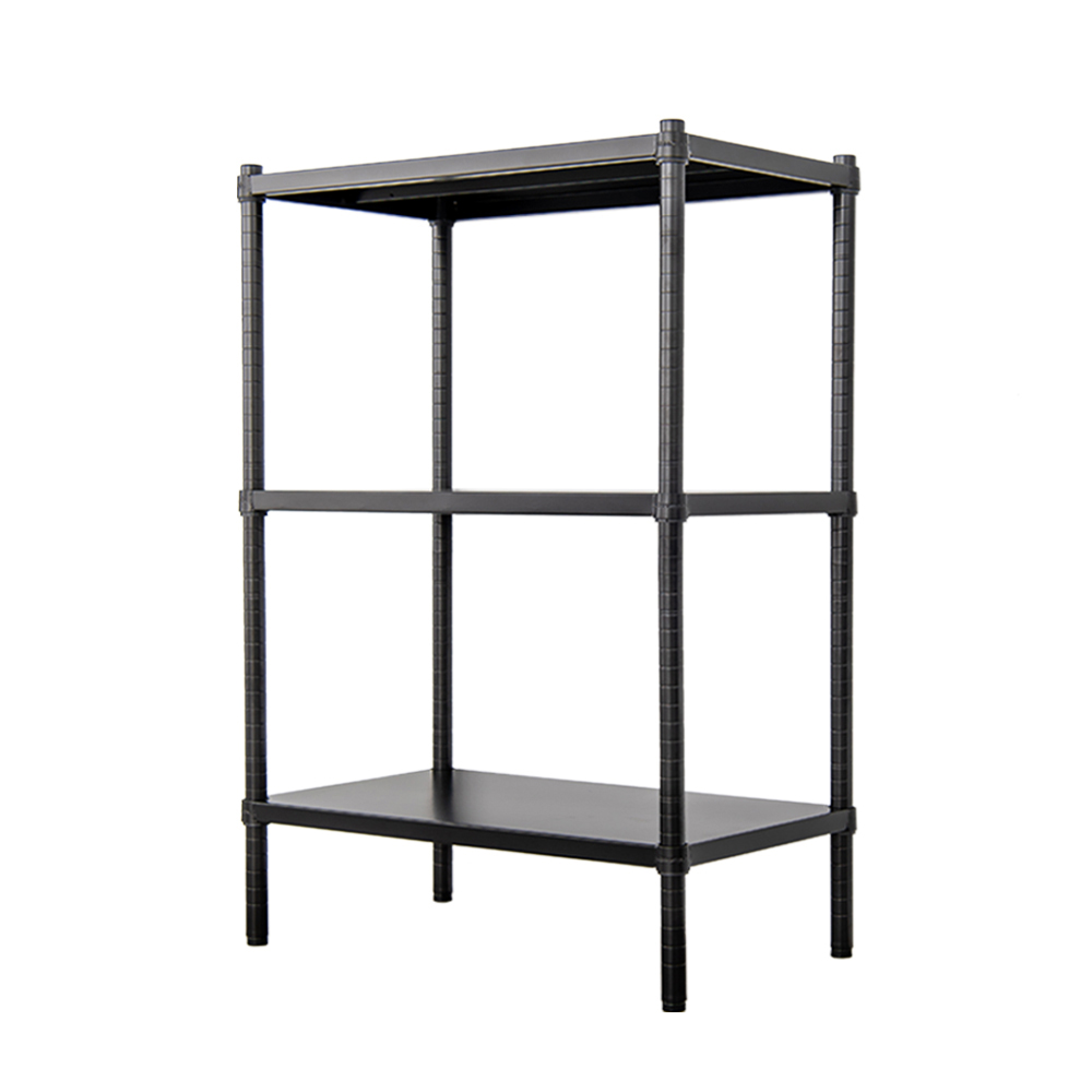 【Y HOUSE】60x35x90cm three-layer hole-free iron plate storage rack rack iron rack - black paint, , large