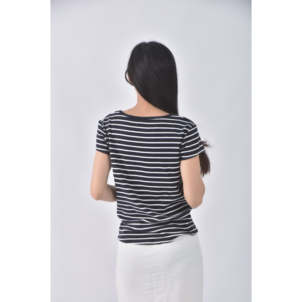 (S) esprit質感條紋藍色短袖上衣二手衣, , large