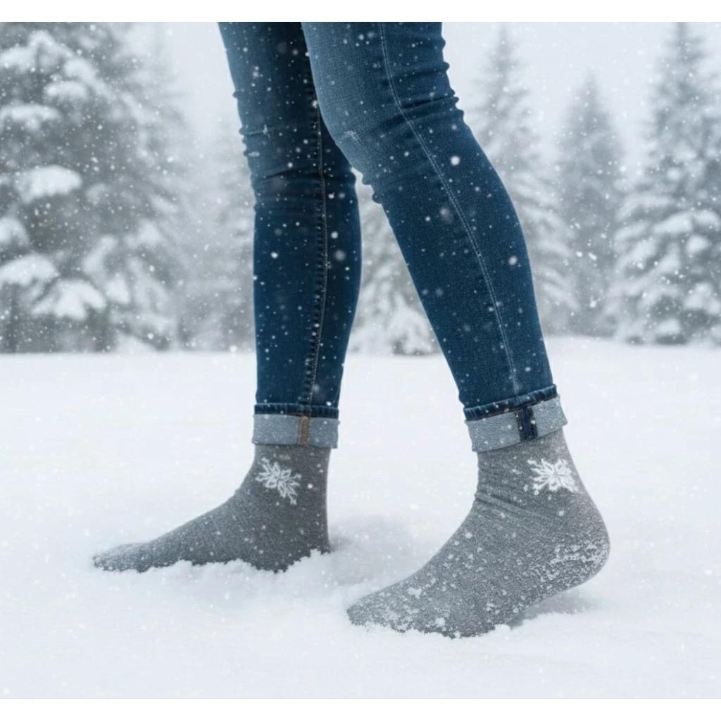 [凱美棉業]6雙組 隨機出色 冬日必備（女款）精緻保暖毛襪 防寒襪 保暖襪 毛襪 長襪 冬天襪-雪花款, , large