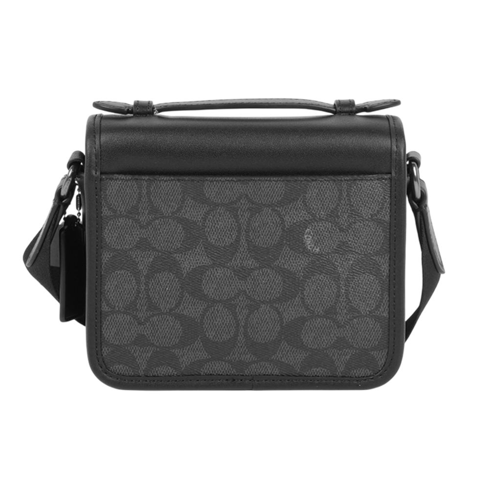 COACH Racer 塗層帆布及小牛皮釦式手提包/斜背包(炭灰色), , large