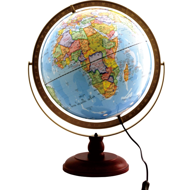 徠福 一次成型地球儀17"(LED燈光)高60CM-木座(NO.1168), , large